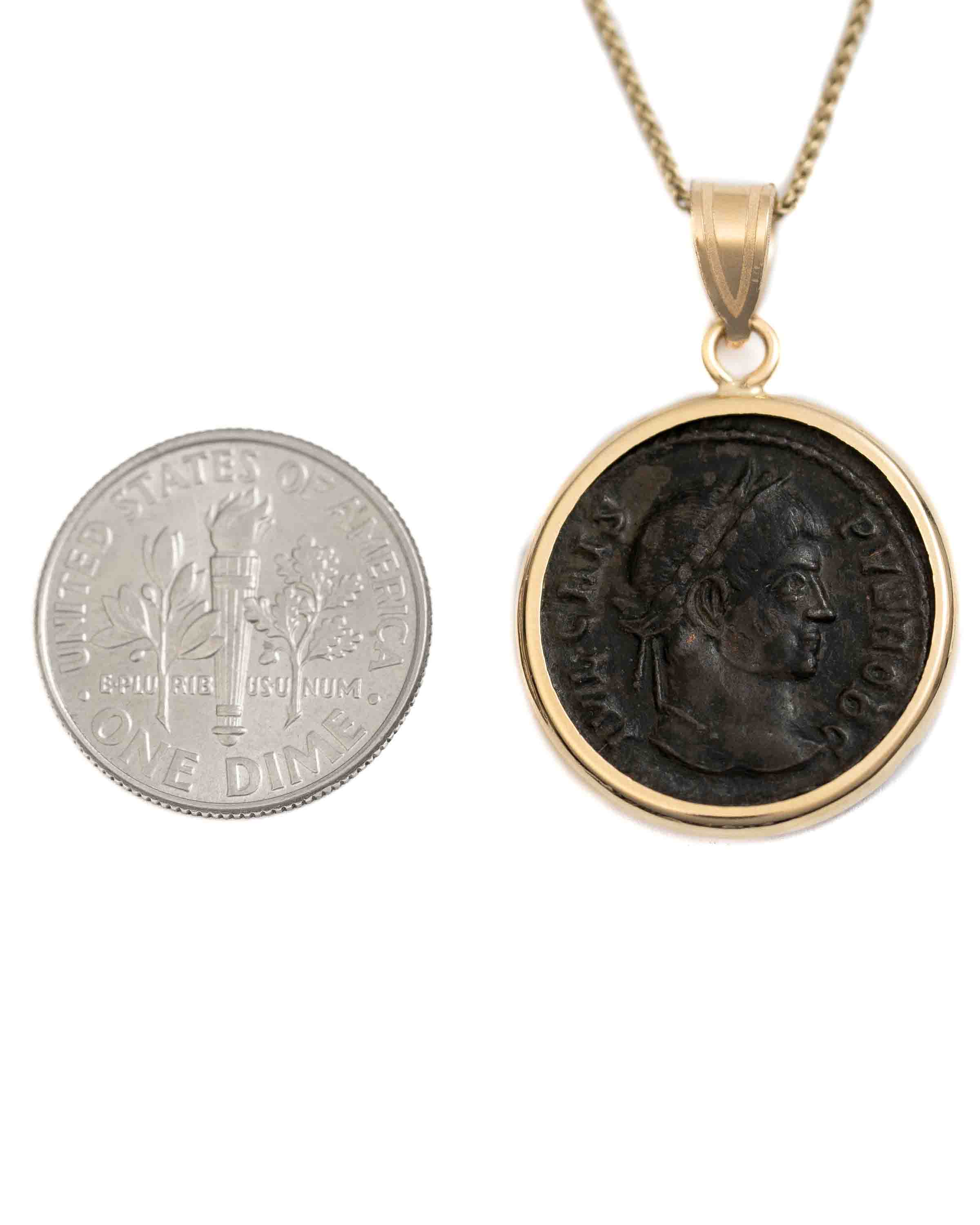 10k Gold Genuine Ancient Roman Coin Necklace (Crispus; 316-326 A.D.)
