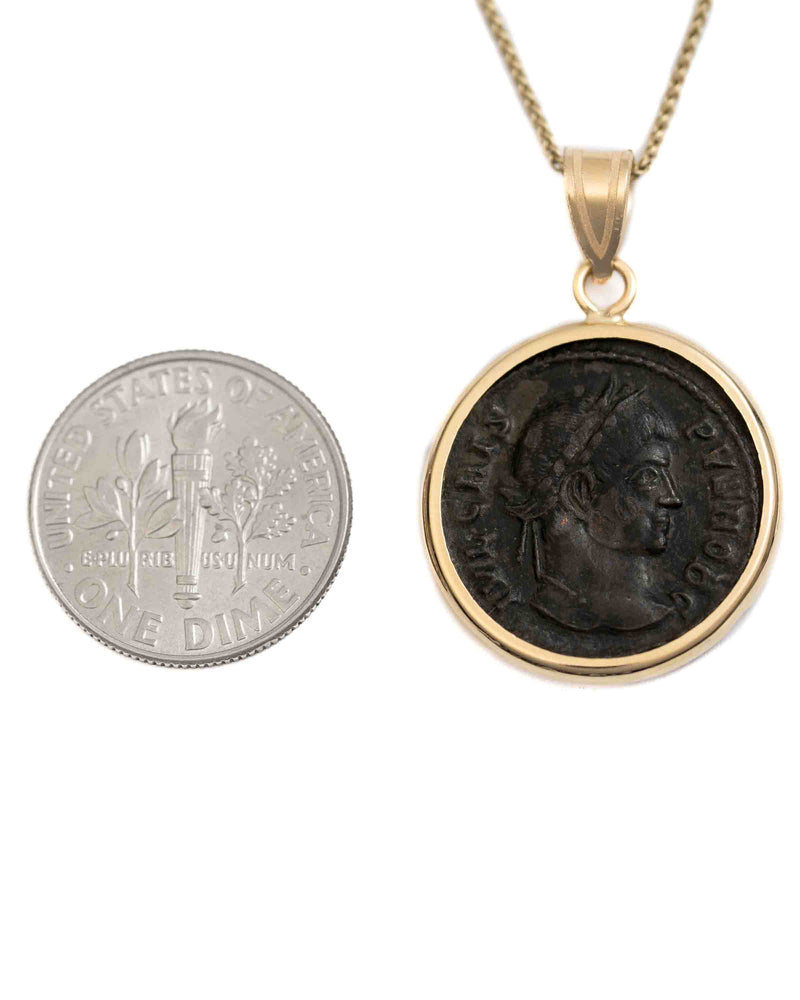 10k Gold Genuine Ancient Roman Coin Necklace (Crispus; 316-326 A.D.)