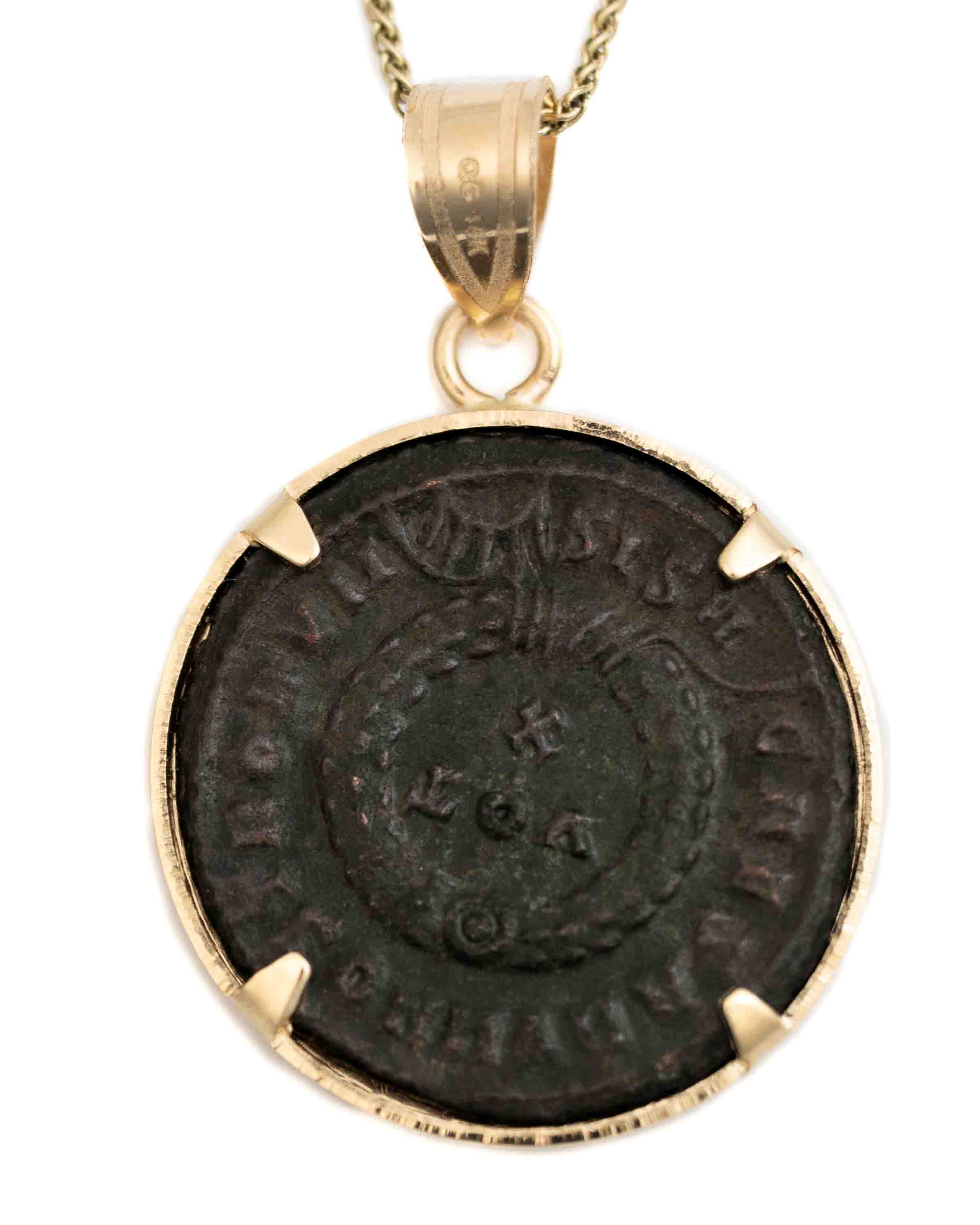 10k Gold Genuine Ancient Roman Coin Necklace (Crispus; 316-326 A.D.)
