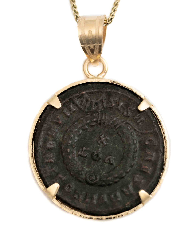 10k Gold Genuine Ancient Roman Coin Necklace (Crispus; 316-326 A.D.)