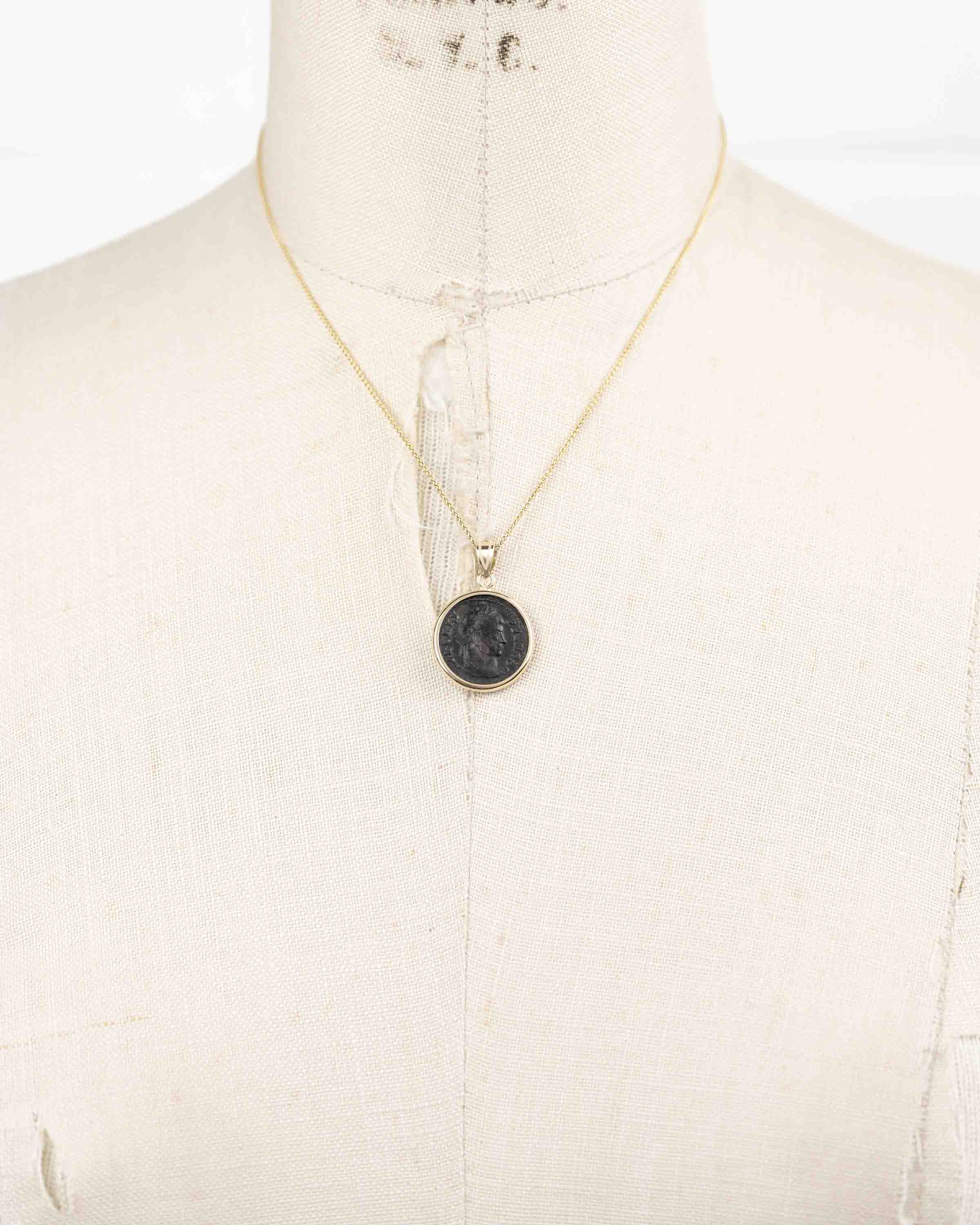 10k Gold Genuine Ancient Roman Coin Necklace (Crispus; 316-326 A.D.)