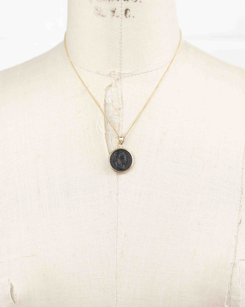 10k Gold Genuine Ancient Roman Coin Necklace (Crispus; 316-326 A.D.)