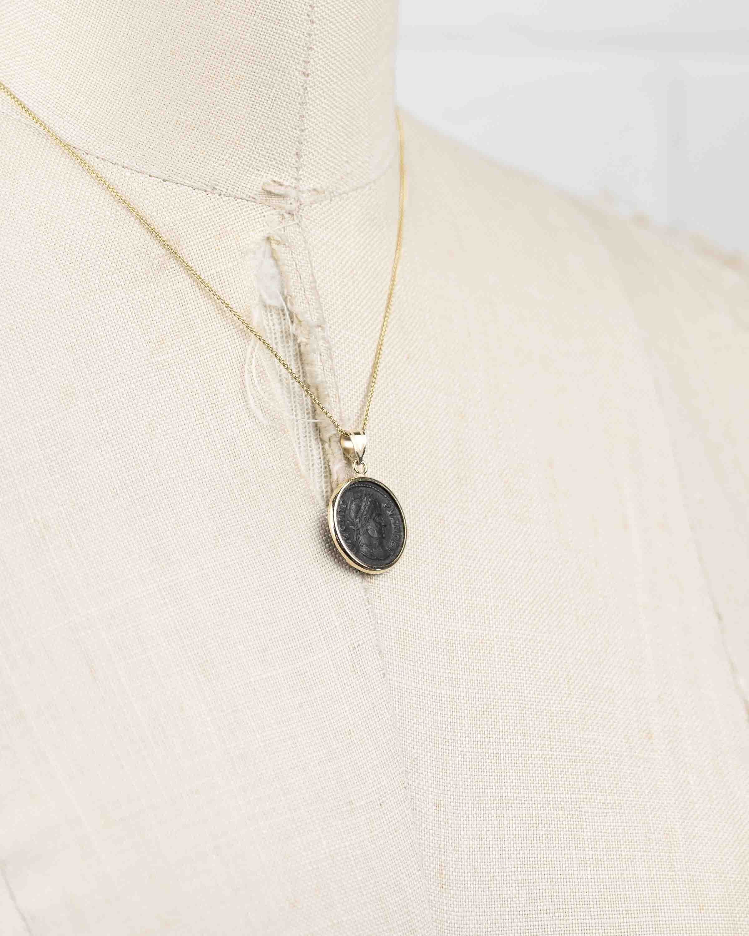 10k Gold Genuine Ancient Roman Coin Necklace (Crispus; 316-326 A.D.)