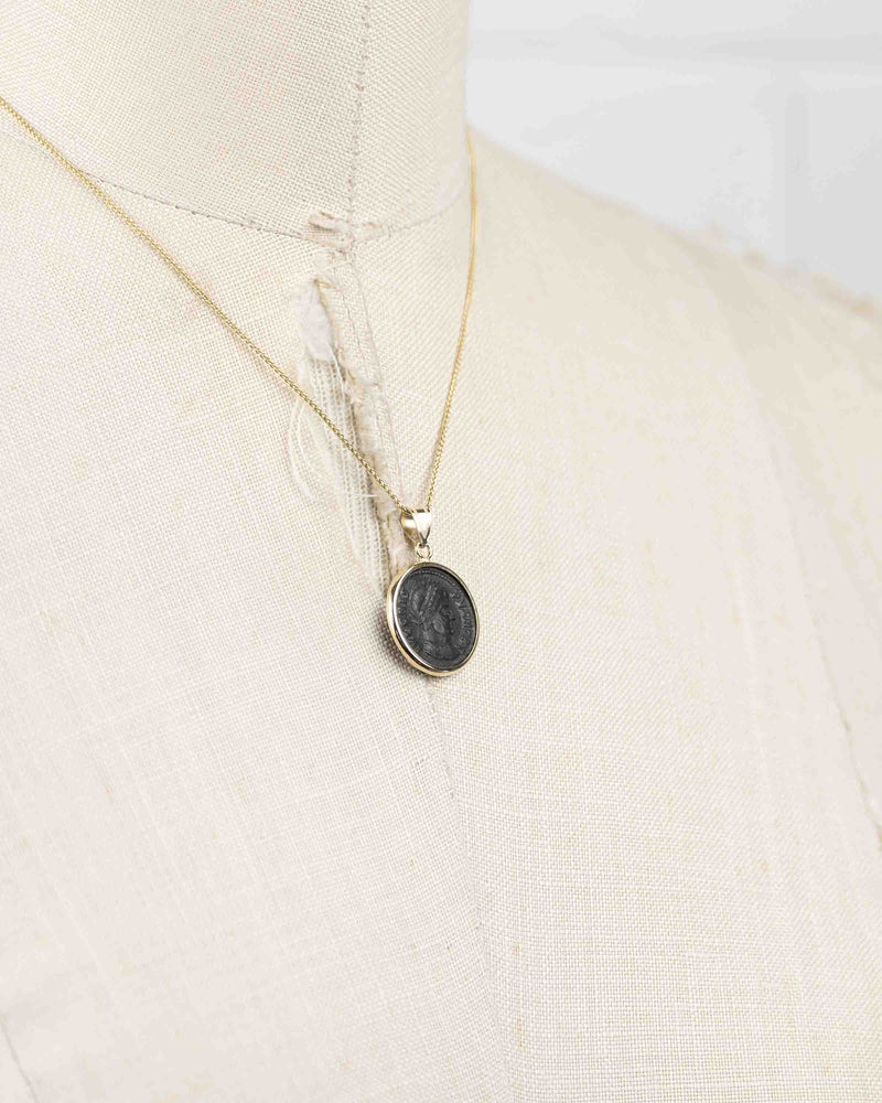 10k Gold Genuine Ancient Roman Coin Necklace (Crispus; 316-326 A.D.)