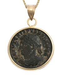 10k Gold Genuine Ancient Roman Coin Necklace (Crispus; 316-326 A.D.)