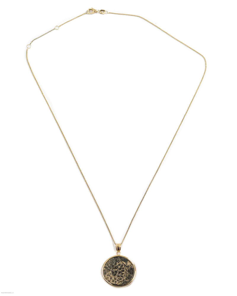 10K Gold Genuine Ancient Greek Coin Necklace (Medusa; 85-65 B.C.)