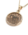 10k Gold Genuine Ancient Roman Constantinople Commemorative Coin Necklace (Romulus & Remus; 310-337 A.D.)