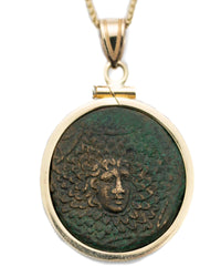 14k Gold Genuine Ancient Greek Coin Necklace (Medusa; 120-63 B.C.)