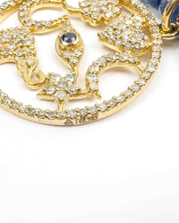 14k Diamond & Sapphire Lucky Pendant on Sapphire Beaded Necklace