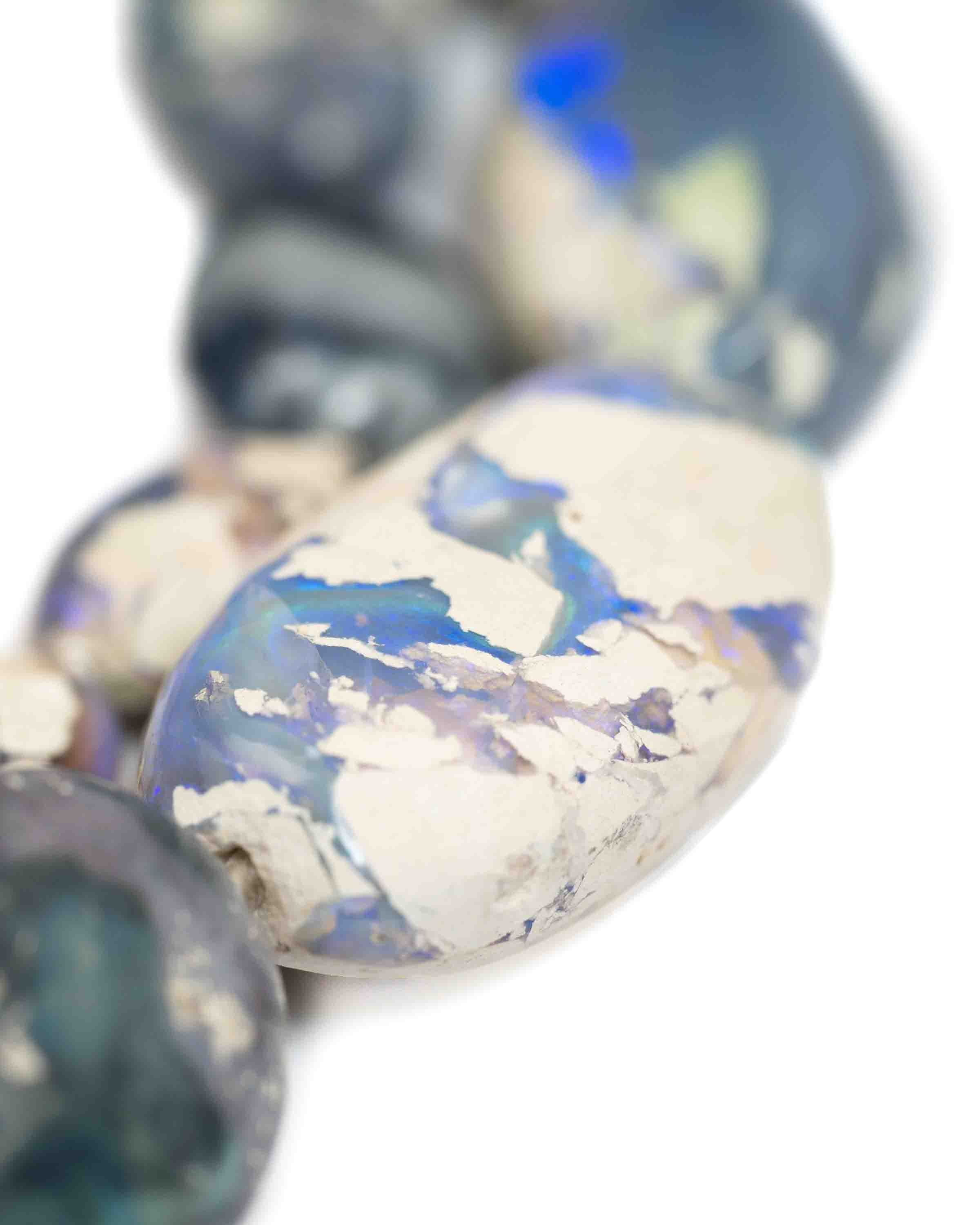 14k Gold Natural Large Australian Opal Nugget Knotted Statement Necklace