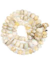 14k Gold Large Natural Ethiopian Opal Knotted Strand Statement Necklace