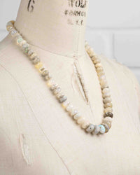 14k Gold Large Natural Ethiopian Opal Knotted Strand Statement Necklace