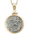 14k Gold Genuine Ancient Greek Coin Necklace (Alexander the Great; 336-323 B.C.)