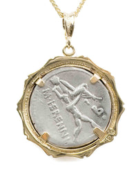 14k Genuine Ancient Roman Coin Necklace (Pietas; 108-107 B.C.)