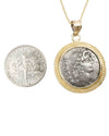 14k Gold Genuine Ancient Roman Coin Necklace (Honos; 45 B.C.)