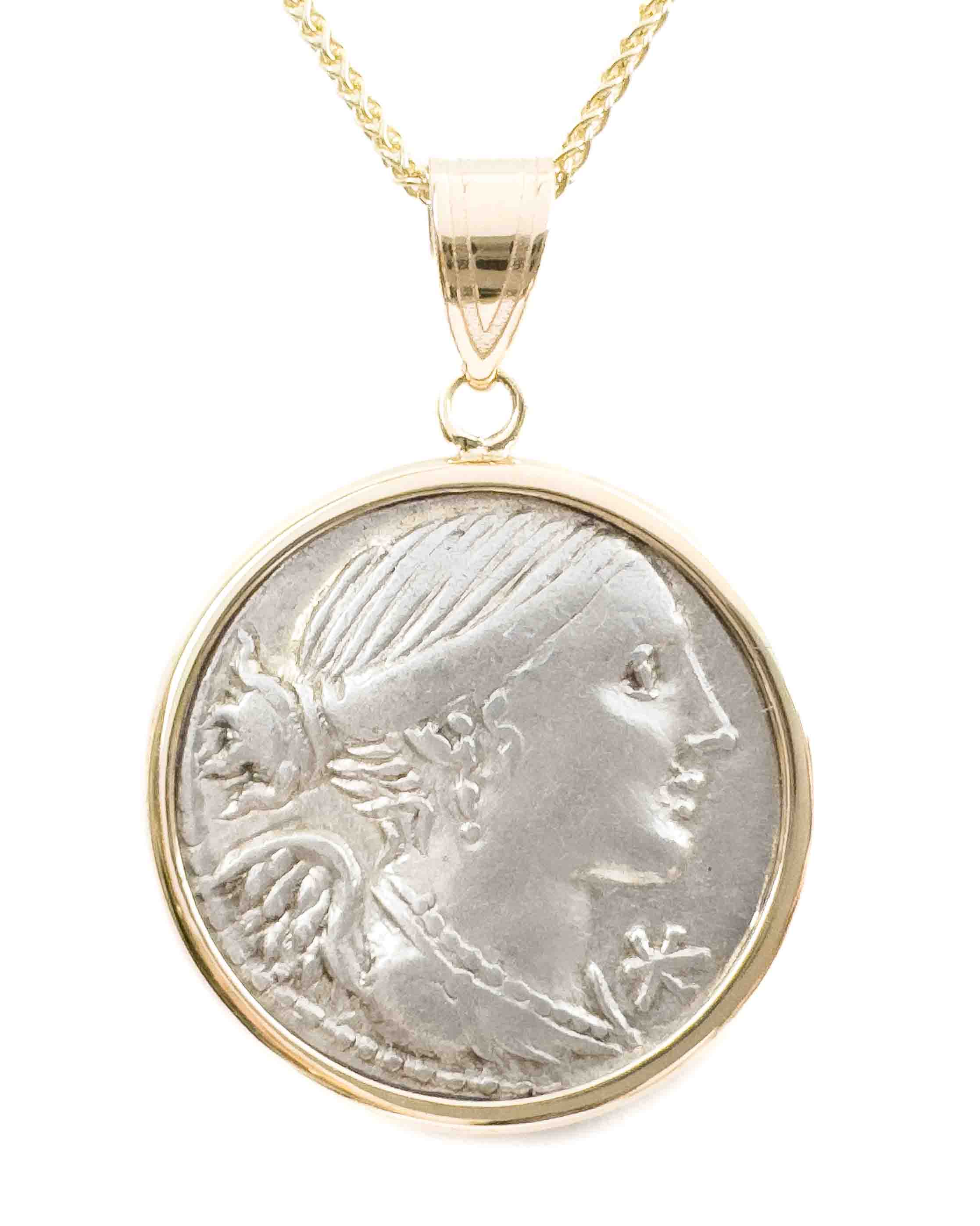 Gold roman coin on sale necklace