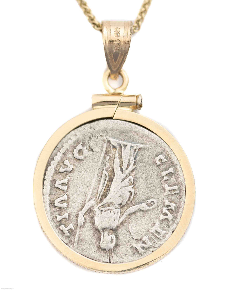 14k Gold Genuine Ancient Roman Coin Necklace (Antoninus Pius; 138-161 A.D.)