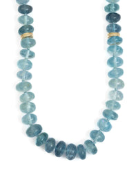 14k Gold Aquamarine Hand-Knotted Necklace