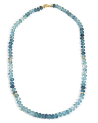 14k Gold Aquamarine Hand-Knotted Necklace