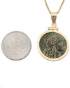 14k Gold Genuine Ancient Greek Coin Necklace (Athena/Owl; 200-133 B.C.)