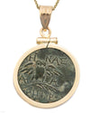 14k Gold Genuine Ancient Greek Coin Necklace (Athena/Owl; 200-133 B.C.)