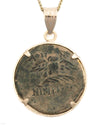 14k Gold Genuine Ancient Greek Coin Necklace (Athena/Owl; 200-133 B.C.)