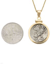 14k Gold Genuine Ancient Greek Coin Necklace (Athena/Owl; 280-272 B.C.)