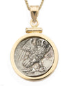 14k Gold Genuine Ancient Greek Coin Necklace (Athena/Owl; 280-272 B.C.)