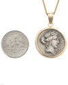 14k Gold Genuine Ancient Roman Coin Necklace (Ceres/Demeter; 56 B.C.)