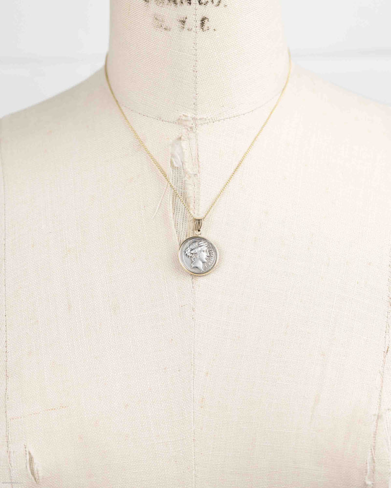 14k Gold Genuine Ancient Roman Coin Necklace (Ceres/Demeter; 56 B.C.)