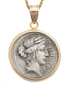 14k Gold Genuine Ancient Roman Coin Necklace (Ceres/Demeter; 56 B.C.)