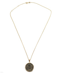 14k Gold Genuine Ancient Byzantine Coin Necklace (Christ, King of Kings; 976-1025 A.D.)