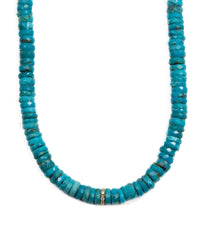 10k Gold & Diamond Focal Natural Kingman Turquoise Necklace