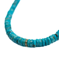 10k Gold & Diamond Focal Natural Kingman Turquoise Necklace