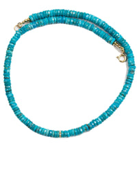 10k Gold & Diamond Focal Natural Kingman Turquoise Necklace