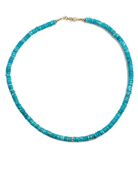 10k Gold & Diamond Focal Natural Kingman Turquoise Necklace