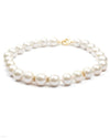 14k Gold & Diamond AAA Natural Freshwater 15mm White Pearl Necklace