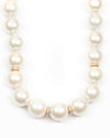 14k Gold & Diamond AAA Natural Freshwater 15mm White Pearl Necklace