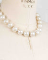 14k Gold & Diamond AAA Natural Freshwater 15mm White Pearl Necklace