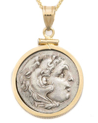 14k Gold Genuine Ancient Greek Coin Necklace (Alexander the Great; 336-323 B.C.)