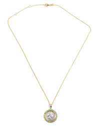14k Gold & Emerald Genuine Ancient Greek Coin Necklace (Persephone; 340-330 B.C.)