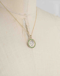 14k Gold & Emerald Genuine Ancient Greek Coin Necklace (Persephone; 340-330 B.C.)