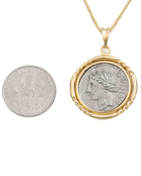 14k Gold Genuine Ancient Roman Coin Necklace (Ceres/Demeter; 102 B.C.)