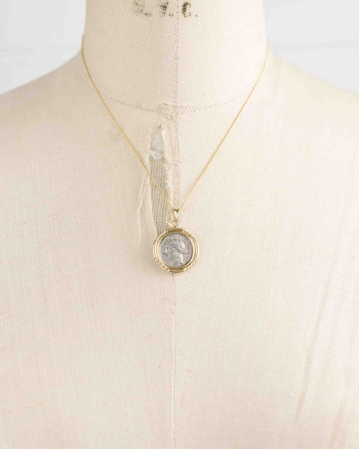 14k Gold Genuine Ancient Roman Coin Necklace (Ceres/Demeter; 102 B.C.)