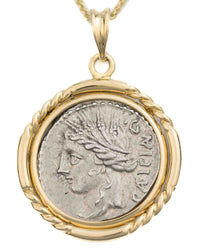 14k Gold Genuine Ancient Roman Coin Necklace (Ceres/Demeter; 102 B.C.)