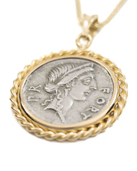 14k Gold Genuine Ancient Roman Coin Necklace (Fortuna; 49 B.C.)