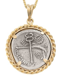 14k Gold Genuine Ancient Roman Coin Necklace (Fortuna; 49 B.C.)