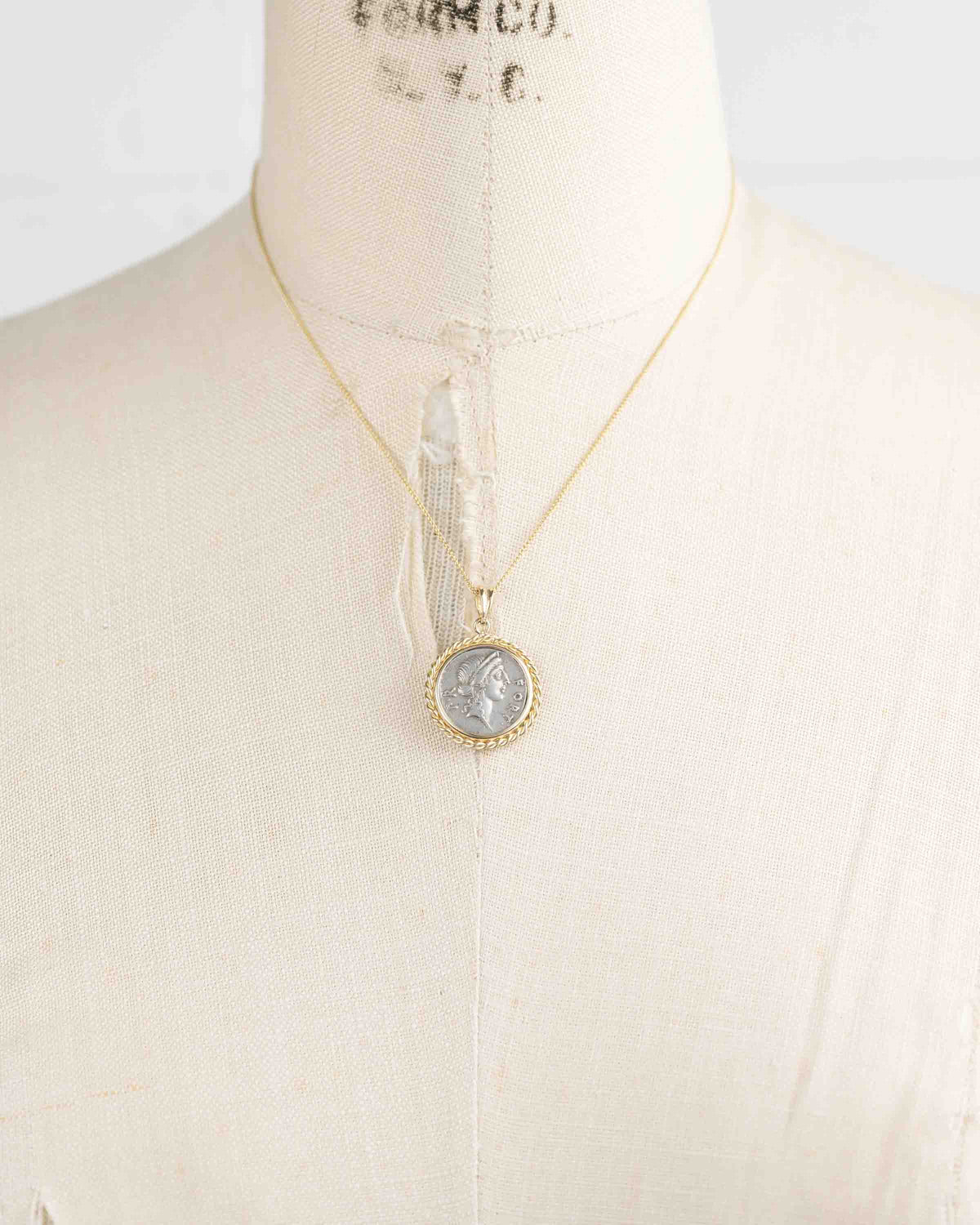 14k Gold Genuine Ancient Roman Coin Necklace (Fortuna; 49 B.C.)