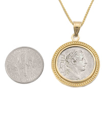 14k Gold Genuine Ancient Roman Coin Necklace (Hercules; 56 B.C.)