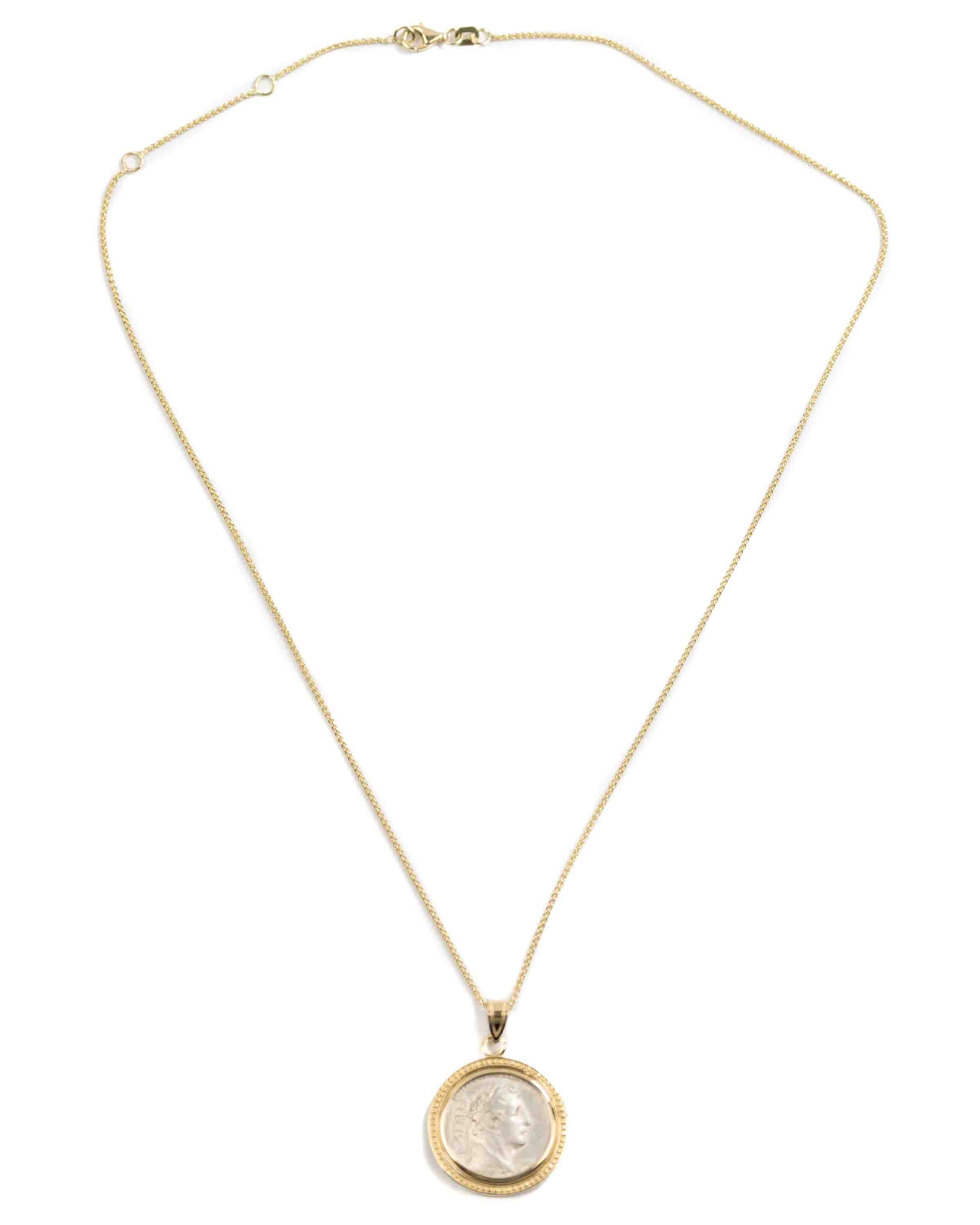 14k Gold Genuine Ancient Roman Coin Necklace (Hercules; 56 B.C.)